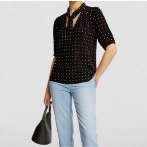 PAIGE Black Polka Dot Tie-Neck Blouse